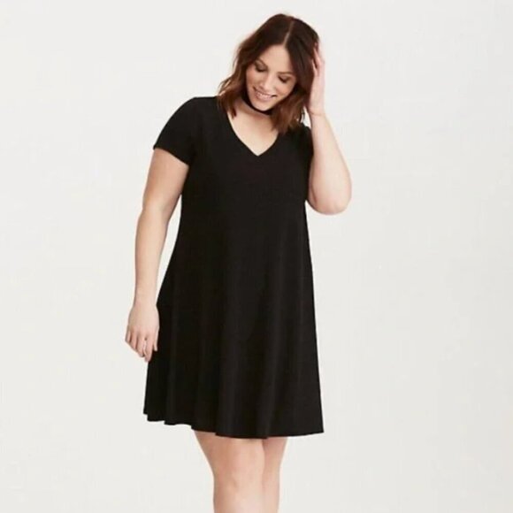 Torrid Black Mini Hacci  knit trapeze swing  Dress 2x - Picture 1 of 5